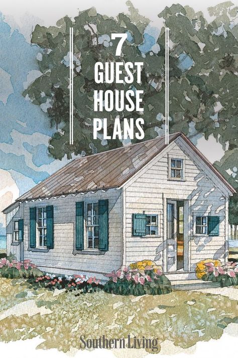 Guest Cottage Plans, Cottage Guest House, Tiny Guest House, Backyard Guest Houses, Guest House Plans, Small Cottage House, Southern Living House, Small Cottage House Plans, Southern Living House Plans