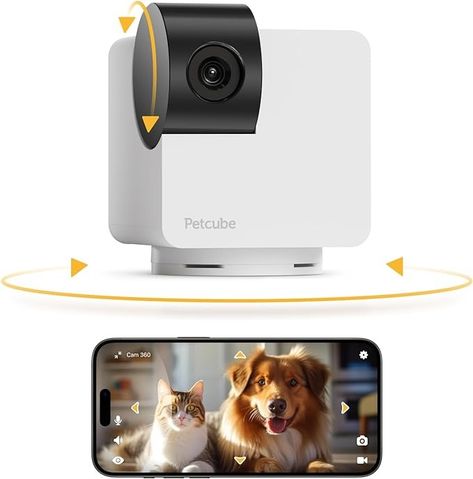 Amazon.com: Petcube Cam 360 Camera | Ultimate Interactive WiFi Pet and Home Security Pan-Tilt Camera with Phone App, 1080p HD Video, 360° Rotation, Night Vision, Smart Alerts for Home Surveillance : Pet Supplies Pet Cam, Pet Camera, Simple App, Home Surveillance, Security Surveillance, Surveillance Cameras, Cameras And Accessories, Video Surveillance, Phone Apps