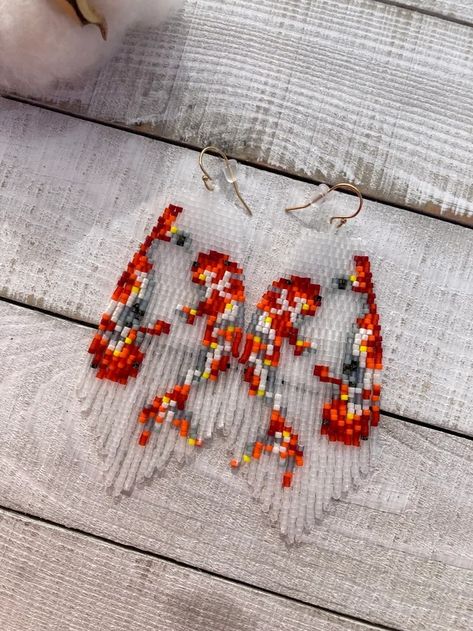 MadisonHayesJewelry - Etsy Wire Guard, Pond Koi, Beading Loom, Loom Projects, Fish Beads, Beaded Fringe Earrings, Carpe Koi, Miyuki Delica Beads, Seed Beading