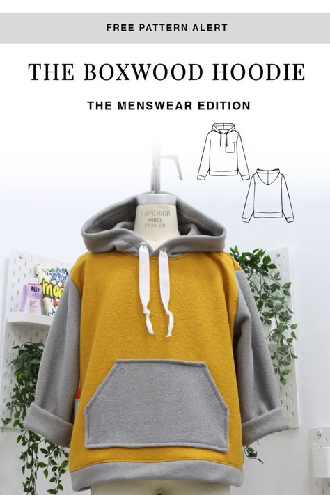 Making Clothes Patterns, Sewing Patterns Free Hoodie, Sewing Patterns Fleece, Batwing Hoodie Pattern, Create Sewing Pattern, Easy Hoodie Sewing Pattern, Modern Sewing Patterns Free, Sew Cardigan Pattern Free, Free Hoodie Pattern