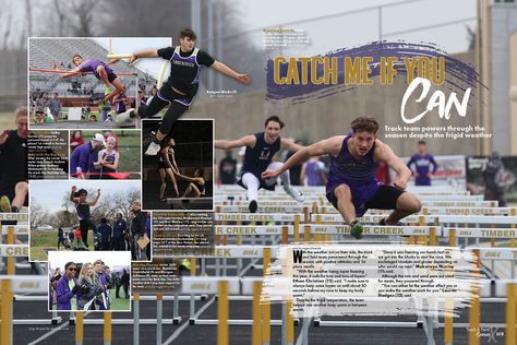 Cross Country Yearbook Spread, Yearbook Inspiration, Xc Yearbook Spreads, Track Yearbook Page, Football Yearbook Spread, Track Spreads Yearbook, Yearbook Basketball Spreads, Senior Yearbook Ideas, Track Yearbook Spread