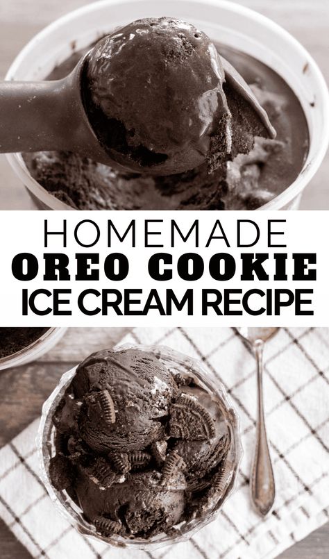 This Oreo Ice Cream Recipe is a delicious treat and perfect dessert. Only 6 ingredients and you'll have amazing homemade ice cream! Oreo Ice Cream Recipe, Cookie Monster Ice Cream, Coffee Ice Cream Recipe, Dark Chocolate Ice Cream, Oreo Filling, Ice Cream Drinks, Easy Ice Cream Recipe, Raspberry Ice Cream, Oreo Ice Cream