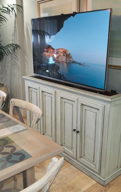 A Pop-Up TV Lift Adds a Unique Element to the Heart Of The Home - Nexus 21 TV Lifts Pop Up Tv Cabinet, Tv Lift, Tv Cabinet, Tv Cabinets, Outdoor Entertaining, Entertainment Unit, Living Rooms, See Photo, Pop Up