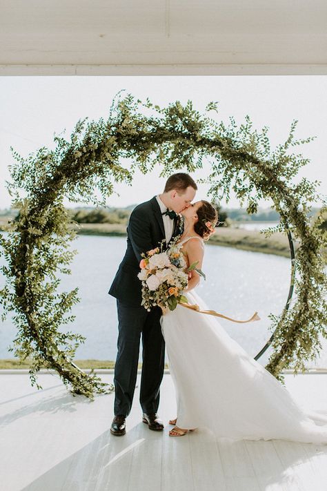 To say this couple radiated happiness is an understatement. Their beautiful wedding at The Grand Ivory was overflowing with love and warmth, which is evident in every aspect of the day, but especially their sunset photos. The wind only made the day feel that much more ethereal as the bride’s dress and bouquet ribbons fluttered in the wind. We can’t get over the amazing moongate, beautiful signage (written by the bride, herself) and delightful golden accents. - McKinney Texas - The Grand Ivory - Fall Wedding Arches, Wedding Arches Outdoors, Jessica White, Wedding Arch Rustic, Backyard Weddings, Wedding Simple, Wedding Consultant, Wedding Backdrop Decorations, Wedding Altars