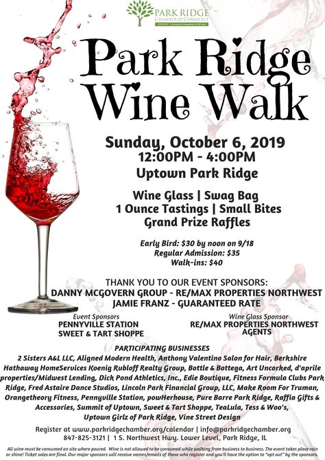 CHECK IT OUT!! Just Added: We have even more Wine Walk stops to add to our fall Sunday Funday!   Won't you join us too!?!? Register at www.parkridgechamber.org/calendar or contact the PRCC at 847-825-3121. Chamber Ideas, Wine Walk, Fall Sunday, Walk Ideas, Chamber Events, Walk Idea, Golf Events, Autumn Wine, Light Bites