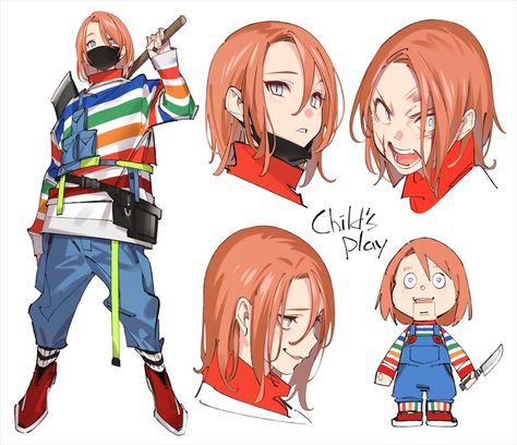 Chucky Human Version, Harmony And Horror Fanart, Slasher Oc, Chucky Fanart, Horror Oc, Chucky Horror Movie, Horror Drawing, Horror Movies Funny, Scary Movie Characters