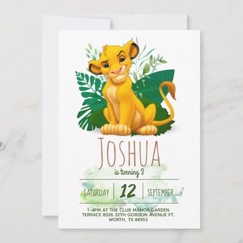 Lion King Invitation Template Free, Simba Invitations, Zazzle Invitations Birthday, Lion King Invitation Template, Lion King Birthday Party Invitations, The Lion King Birthday, Lion Birthday Invitations, Lion King Birthday Party, Lion King Invitation