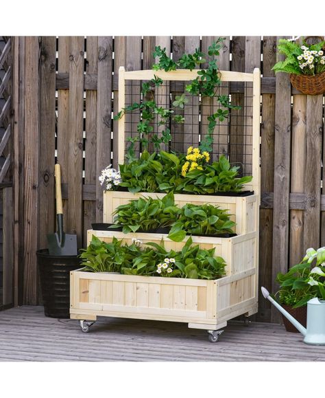 Trendy garden designs gardening design garden landscaping garden decor ideas 2024 Little Garden Ideas Small Spaces, Vertical Planter Box, Raised Garden Bed With Trellis, Garden Bed With Trellis, Tiny Homestead, Above Ground Garden, Wooden Raised Garden Bed, Outdoors Ideas, Small Porch