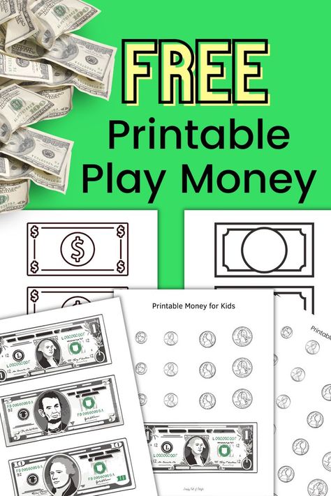 free printable play money Money Crafts For Preschoolers, Free Printable Play Money, Kindergarten Money Activities, Classroom Cash, Fake Money Printable, Play Money Template, Money Kindergarten, Classroom Money, Printable Play Money