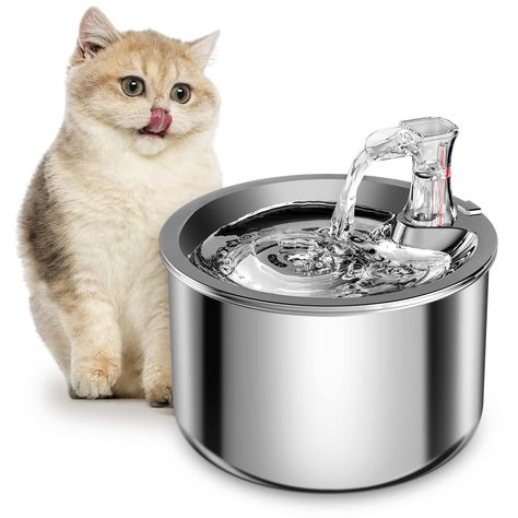 Homtyler Cat Water Fountain, Stainless Steel Pet Water Fountain for Cats Inside Ultra-Quiet Pump, 2L/67oz Automatic Dog Dispe Dog Water Fountain, Niche Chat, Dog Water Dispenser, Cat Fountain, Automatic Feeder, Cat Water Fountain, Pet Water Fountain, Drinking Fountain, Cat Feeding