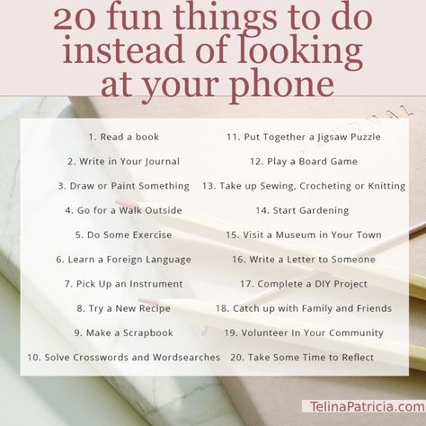 20 Fun Things To Do Instead of Looking at Your Phone Instead Of Going On Your Phone, Things To Do Rather Than Be On Phone, Things To Do Not On Your Phone, Things To Do Without Your Phone, What To Do Instead Of Being On Phone, Things To Do Instead Of Being On Phone, Things To Fo, Affirmations Confidence, Bored Jar