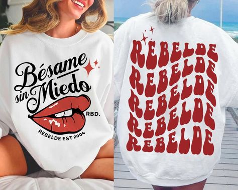 Rbd Rebelde Shirt, Rebelde Shirts, Outfits Rbd, Chan Chan, Coachella Outfit, Bad Bunny, Tshirt Design, Sweatshirt Designs, Concert Outfit