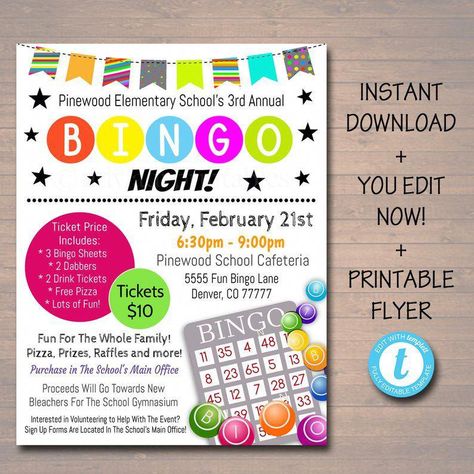 Pto Flyers, Charity Work Ideas, Pta Fundraising, Fun Fundraisers, Fundraiser Event, Bingo Night, Fundraising Activities, Bingo Sheets, Fundraising Tips