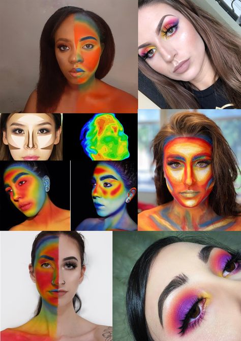 Infrared Makeup, Beauty Moodboard, Media Makeup, Invert Colors, Heat Map, Halloween Makeup Inspiration, Red Makeup, Makeup Stuff, Thermal Imaging