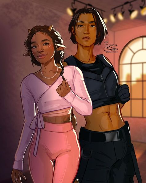 Baxian Argos And Danika Fanart, Fury And Juniper, Crescent City Fanart, House Of Earth And Blood, Sara J Maas, Two Flowers, Book Fan Art, Book Artwork, Sarah J Maas Books