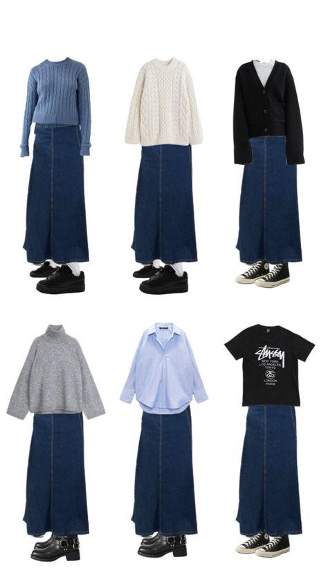 styling a denim maxi skirt for everyday Phoebe Buffay, Denim Maxi, Rachel Green, Denim Maxi Skirt, Rory Gilmore, I Like That, Fitness Inspo, Fit Inspo, Maxi Skirt