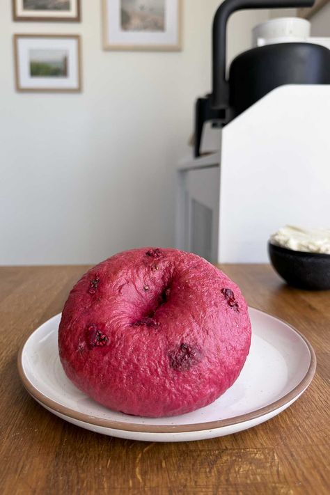 Raspberry Sourdough Bagels - Jesha's Strawberry Bagels Sourdough, Sourdough Strawberry Bagels, Strawberry Sourdough Bagels, Sourdough Jesha, Raspberry Sourdough, Strawberry Bagels, Strawberry Sourdough, Bagel Flavors, Sourdough Bagel