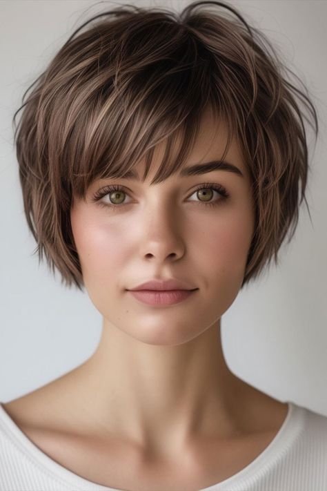 24 Short Textured Haircuts for a Modern Makeover - Fab Mood | Wedding Color, Haircuts & Hairstyles | Nails | Colours Short Bob For Straight Hair, Short Hair Necklines, Short Haircuts For Straight Fine Hair, Short Hair Styles Over 40 For Women, Short Haircuts 2024, Short Choppy Bob Hairstyles, Shaggy Short Bob, "bixie" Haircut 2024, Layered Short Bob