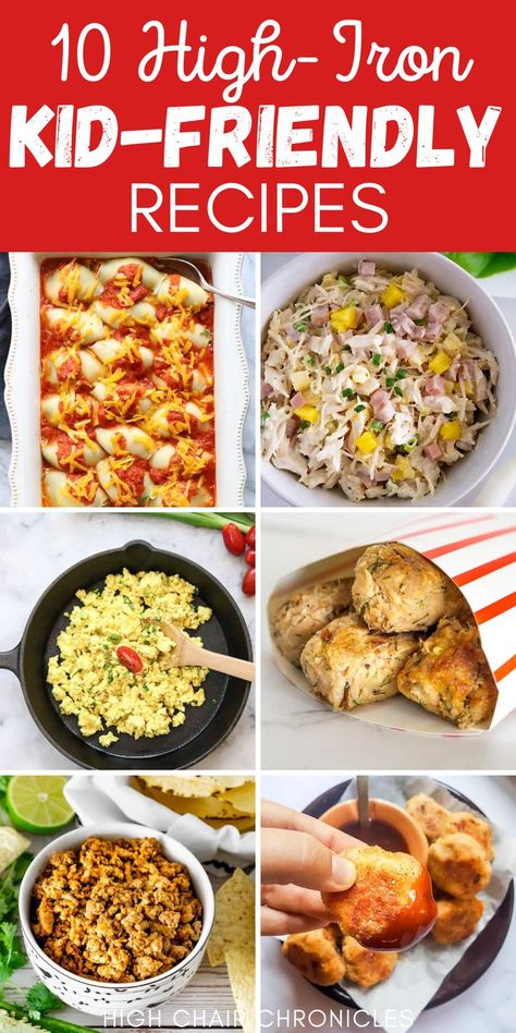 Collage of high iron foods for kids. Food With High Iron, High Iron And Fiber Meals, Anemic Diet Recipes, Healthy High Iron Recipes, Iron Rich Recipes Meals Dinners, Recipes With Iron Rich Foods, Meals For Low Iron, Meals With High Iron, Meals With Iron