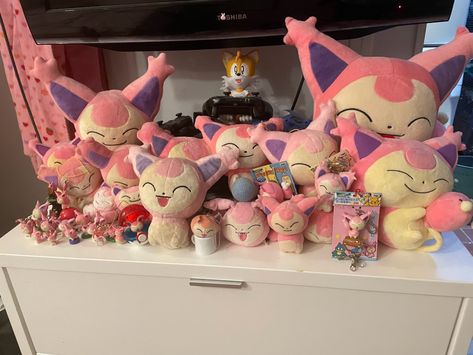 38 of them in total (i think). Picture is mine!!! Pokemon Plushie Pfp, Skitty Pokemon, Pokemon Plushies, Pokemon Merch Aesthetic, Meowth Plush, Mewkledreamy Plush, Pokemon Room, Pokemon Plush Collection, Pokemon Teams