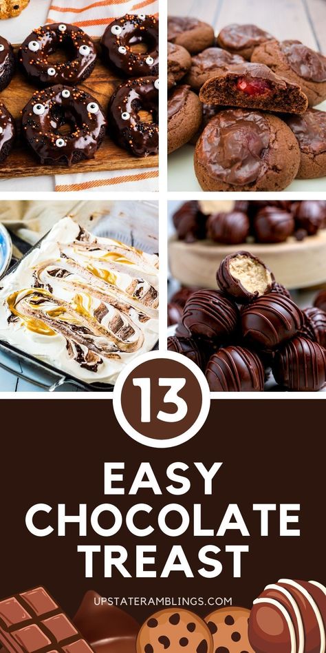 13 Easy Chocolate Treast Quick Chocolate Snack, Chocolate Finger Desserts, Small Chocolate Desserts, Chocolate Covered Sweets, Chocolate Snacks Easy, Chocolate Desserts Easy Quick, Easy Chocolate Treats, Simple Chocolate Desserts, Simple Chocolate Dessert