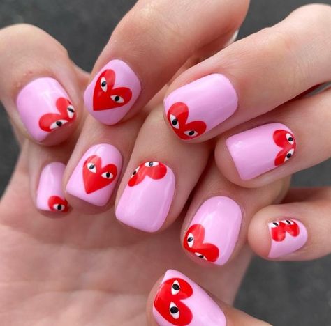 Happy Nails, Her Nails, Cute Gel Nails, Red Nail, Short Acrylic Nails Designs, Pink Acrylic Nails, Nails Desing, Minimalist Nails, Dream Nails