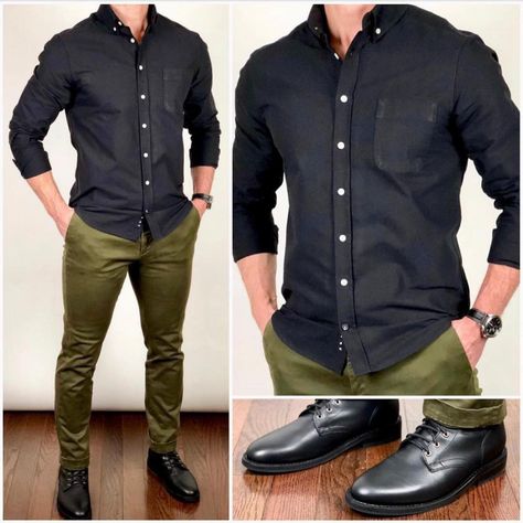 Chris Mehan (@chrismehan) • Instagram photos and videos Chris Mehan, Black Shirt Outfit, Shortalls Outfit, Gq Mens Style, Olive Pants, Formal Men Outfit, Man Dressing Style, Mens Fashion Blazer, Formal Mens Fashion