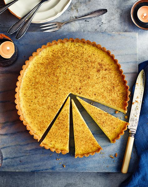 This classic custard tart is based on Marcus Wareing's famous recipe. The texture is the perfect balance of wobbly and creamy, and the taste isn't too sweet. Custard Tarts Recipe, Dessert Aux Fruits, Egg Custard, Custard Tart, Delicious Magazine, Famous Recipe, Fodmap Recipes, Köstliche Desserts, Low Fodmap