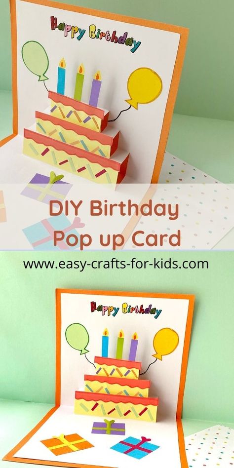 DIY Birthday Cake Pop up Card Easy Pop Up Birthday Cards, Birthday Card Pop Up Diy, Diy Pop Up Birthday Card, Diy Pop Up Cards Birthday, Cool Birthday Cards Diy Pop Up, Pop Up Birthday Cards Diy, Birthday Pop Up Cards Diy, Easy Pop Up Cards For Kids, Pop Up Birthday Cards Diy Easy