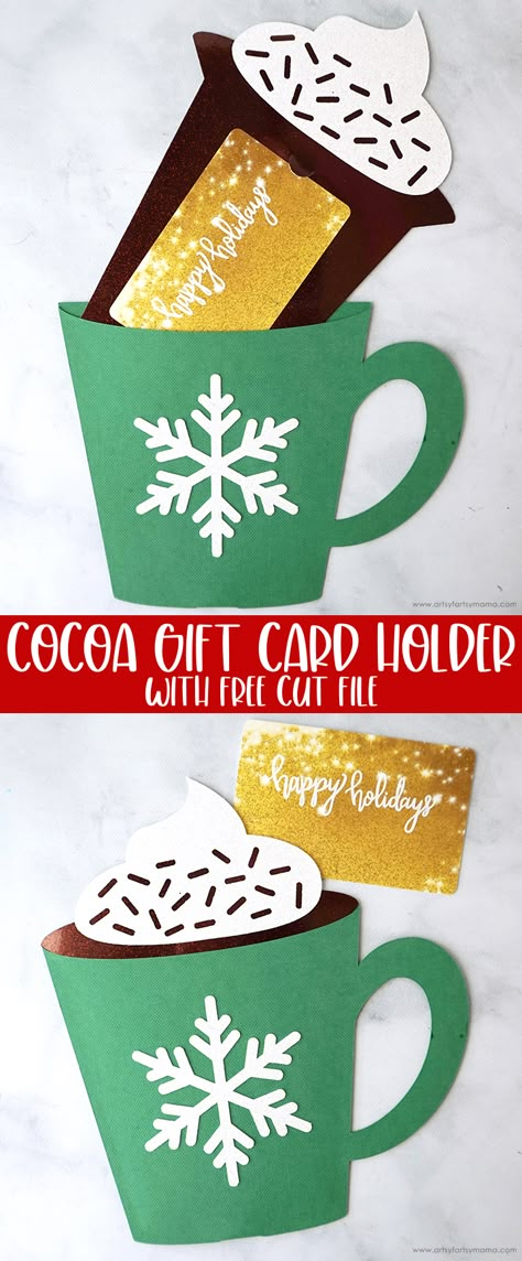 Cocoa Gift Card Holder + Free Cut File #papercrafts #cricut #cricutcrafts #giftidea #cricutmade #giftcardholder #christmas #christmascrafts #freecutfile #freesvg Cricut Gift Card Holder Svg Free Christmas, Christmas Gift Card Holders Diy Cricut, Gift Card Holder Cricut Free, Cricut Card Svg Free, Gift Card Diy Holder, Gift Card Svg Free, Gift Card Holder Diy Cricut, Christmas Gift Card Holder Svg, Cricut Christmas Wrapping Ideas