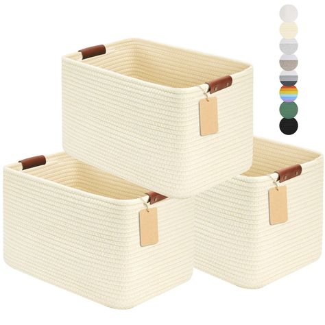 PRICES MAY VARY. 【Multi-Purpose Cube Storage Basket】The dimension of each storage basket is 15"Lx11"Wx9.5"H, large capacity, convenient to store more daily necessities. With 3 pack cotton rope storage baskets, you can classify your things to different baskets as you need. Therefore you can sort your clothes, blankets, pillows, towels, comforters, kids toys, baby products, books, cosmetics, magazines in different baskets. Find a Place for Small Household Essentials and Reduce Clutter Around the H Cube Storage Baskets, Baby Nursery Storage, Baskets For Storage, Baskets For Shelves, Rope Baskets, Shelves Storage, Furniture Scratches, Decorative Baskets, Baby Baskets