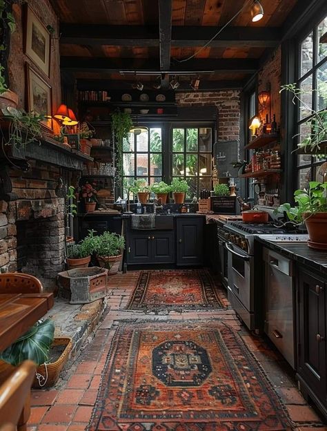 Dark Home Decor, Dark Kitchen, Dark Home, Fantasy House, Dream House Interior, Off Grid Living, House Goals, Off Grid, Dream Rooms