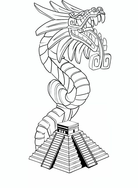 Aztec Pyramids Tattoo, Guanajuato Tattoo Ideas, Aztec Drawing Sketches, Aztec Art Drawings, Aztec Pyramid Tattoo, Aztec Dragon, Tattoo Art Drawings Sketches, Toilet Drawing, Quetzalcoatl Tattoo