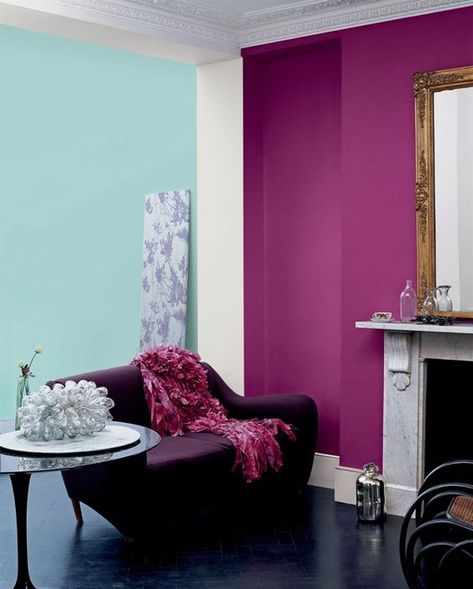 Living Room Purple, Purple Accent Wall, Crown Paint, Purple Accent Walls, Painted Feature Wall, Moody Living Room, Purple Living Room, Crown Paints, Living Room Wall Color