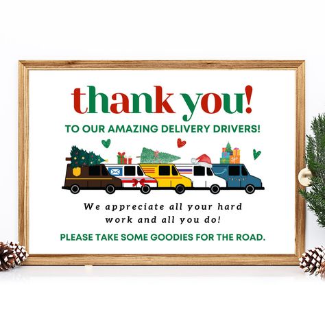 Mail Carrier Christmas Gift, Ups Christmas Thank You Basket, Delivery Driver Thank You Basket, Thank You Delivery Drivers Sign, Christmas Delivery Driver Thank You, Delivery Thank You Sign, Sign For Snacks For Delivery Drivers, Thank You Delivery Drivers Printable, Delivery Driver Snack Basket