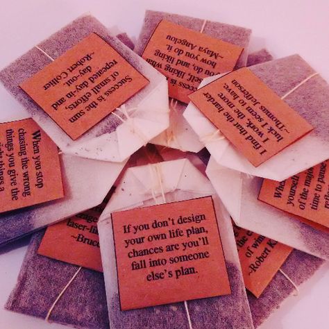 Individually Tagged Tea bags with motivational quotes Personalized Tea Bags, Comfort Box, Tea Tag, Bag Quotes, Morning Quotes Funny, Unique Tea, Find Work, Tea Bags, Tea Bag