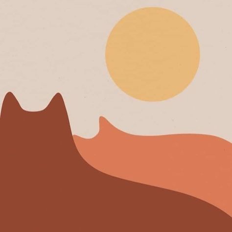 Cat Mountain Illustration, Retro Widget, Diy Canvas Art Easy, Boho Painting, Simple Canvas Paintings, Minimalist Landscape, Retro Graphics, Gouache Art, Soyut Sanat Tabloları