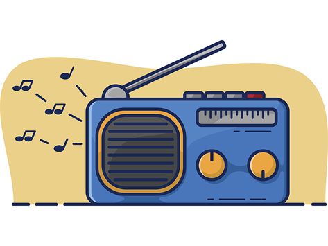 Radio Illustration by Zikku Creative Radio Art Drawing, Radio Illustration Graphics, Radio Drawing Simple, Radio Doodle, Radio Cartoon, Radio Tattoo, Radio Illustration, Radio Drawing, Words In Spanish