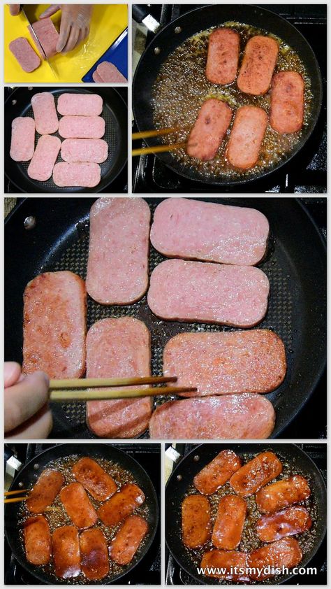 Spam Recipes Easy, How To Make Musubi, Spam Sauce Recipe, Asian Spam Recipes, Spam Onigiri Recipe, Spam Snacks, Spam Sushi Hawaiian, Spring Rolls With Spam, Musubi Bowl Recipe