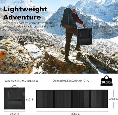 SUNSUL Portable 200 Watt 12V Foldable Solar Panel with Adjustable Kickstands and Waterproof IP65 Design for Power Station, Travel, Outdoor Camping, RVs, and Off-Grid Applications Portable Solar Panels, Bay Lights, Emergency Prepping, Water Coolers, Sand And Water, Water Cooler, Outdoor Picnics, Fire Tv, Power Station