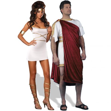 greek god and godess couples costume Roman Royalty, Roman Costumes, Spartan Costume, Party City Costumes, Toga Party, Halloween Parejas, Greek Costume, Oh My Goddess, Goddess Costume