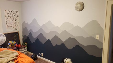 Mountain Wall Mural, Mountain Mural, Mountain Nursery, Baby Boy Bedroom, Grey Shades, Nursery Mural, Mountain Wall, Big Boy Room, Bedroom Green