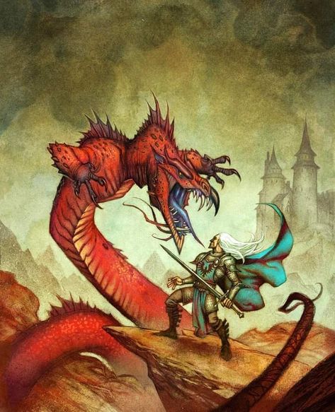 Smaug Dragon Art, Swamp Dragon Fantasy Art, Johan Egerkrans, Medieval Monsters Illustrations, Dragon In Cave Art, Midevil Sea Monster, Classic Fantasy, Classic Rpg, Cover Illustration