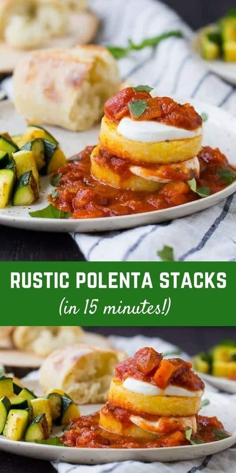 Polenta Stacks, Stack Recipes, Easy Polenta, Italian Meals, Produce Recipes, Polenta Recipes, Veggie Food, Clean Food, Entertaining Recipes