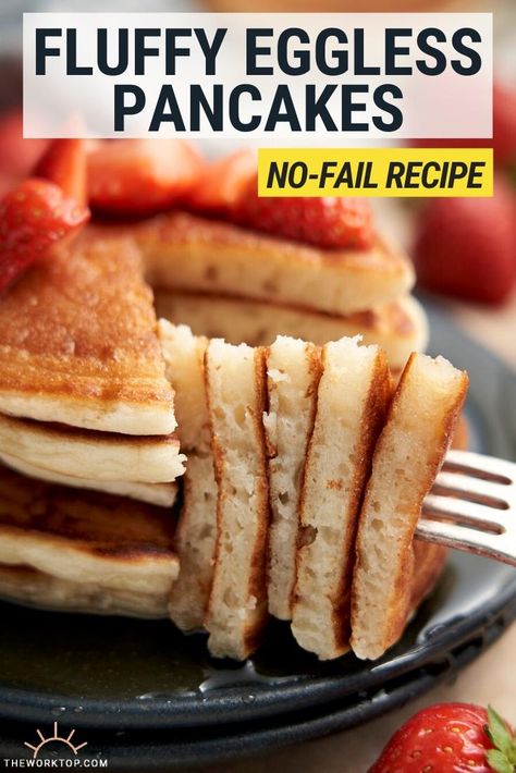 Pancake With No Egg, No Egg Pancakes Easy, Pancake Recipes Without Eggs, Pancake No Egg Recipe, Easy Pancakes No Egg, Fluffy Pancakes No Egg, Pancakes Without Eggs Recipes, Easy Pancake Recipe Without Eggs, Eggless Pancake Recipe Easy