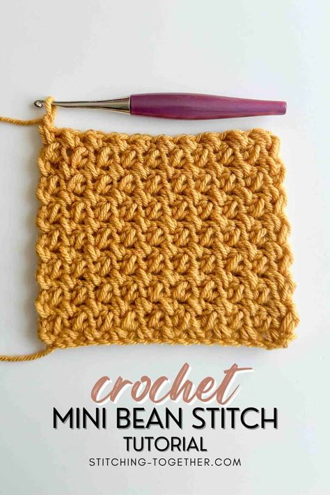 Learn how to crochet the mini bean stitch with this full step-by-step crochet tutorial. You'll love using this textured stitch in many different crochet projects. Grab your hook and yarn and head to the mini bean stitch tutorial now. Elizabeth Stitch Crochet, Handmade Baby Shower Gifts, Mini Bean Stitch, Crochet Pants Pattern, Crochet Washcloth Pattern, Bean Stitch, Crochet Teddy Bear Pattern, Crochet Towel, Crochet Cow