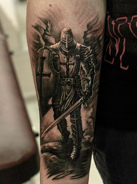 190+ Best Knights Templar Tattoos Designs and Ideas (2022) - TattoosBoyGirl Name Back Tattoo, Mens Christian Tattoos, Tattoo Knight, Armor Of God Tattoo, Tattoo Christian, Shoulder Armor Tattoo, Warrior Tattoo Sleeve, Knight Tattoo, Armor Tattoo