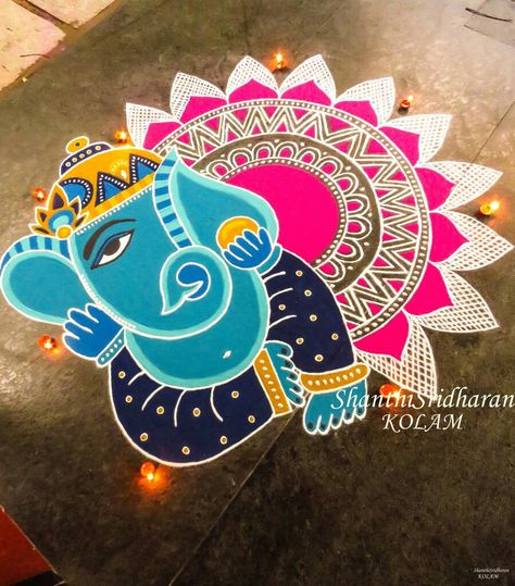 Ganpati Rangoli Designs, Ganpati Rangoli, Sanskar Bharti Rangoli Designs, Diwali Special Rangoli Design, Ganesh Rangoli, Rangoli Designs For Competition, Indian Rangoli Designs, Easy Rangoli Designs Videos, Rangoli Designs Photos