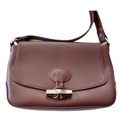 Roseau leather handbag Longchamp Burgundy in Leather - 43538539 Longchamp Handbags, Leather Handbag, Designer Brands, Fashion Designer, Designer Handbags, Leather Handbags, Bags For Women, Buy And Sell, Key