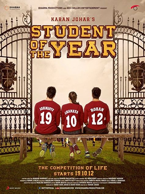 Student Of The Year Movie Poster, Student Of The Year Alia Bhatt, Student Of The Year Movie Aesthetic, Student Of The Year Movie, Bollywood Poster, Year Aesthetic, Siddharth Malhotra, Joker Drawings, Alia And Varun